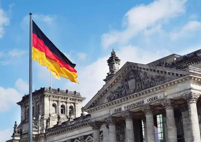 German flag next to a building