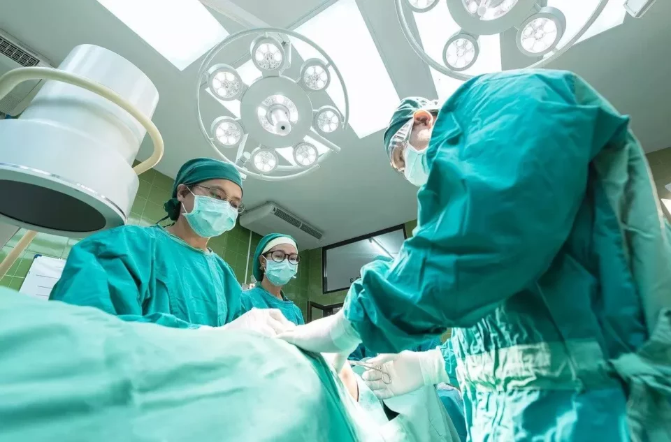 Medical professionals during a surgical procedure