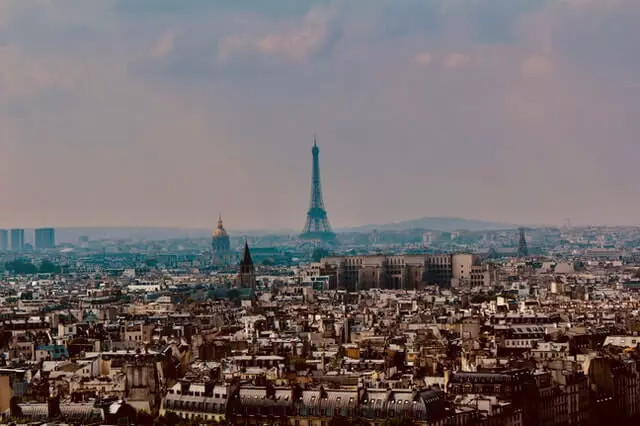  Skyline of Paris with Eiffel Tower dominating the scene