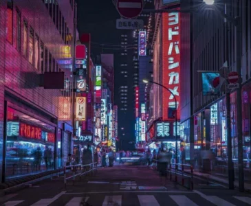 street view of neon tokyo