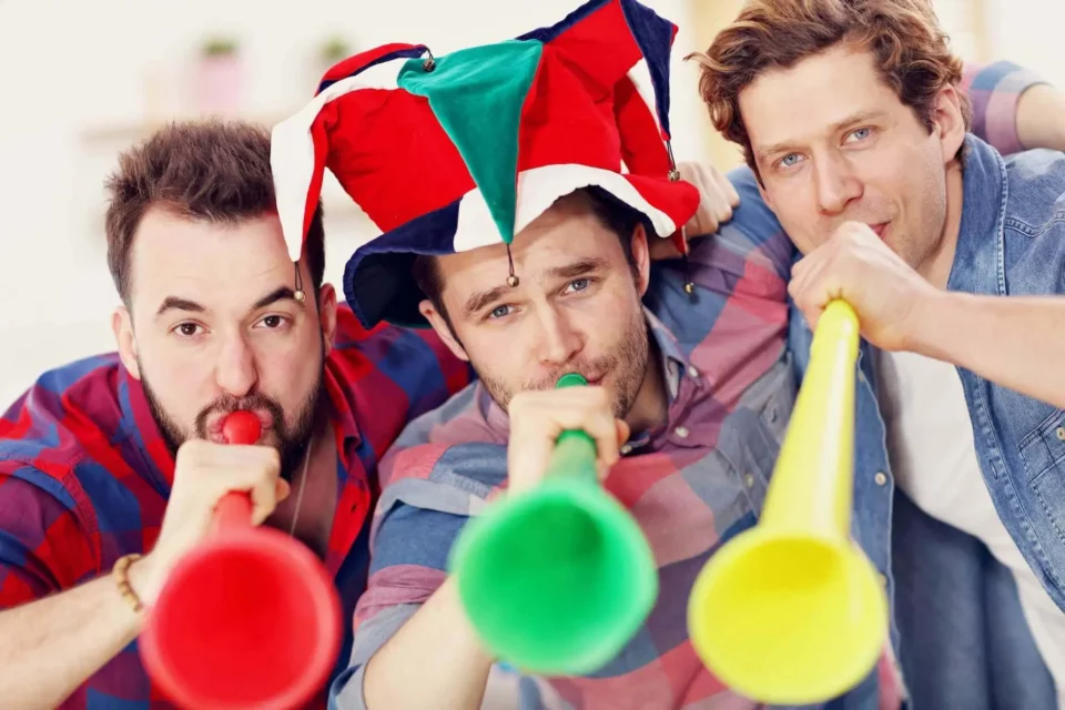 Men with vuvuzelas  