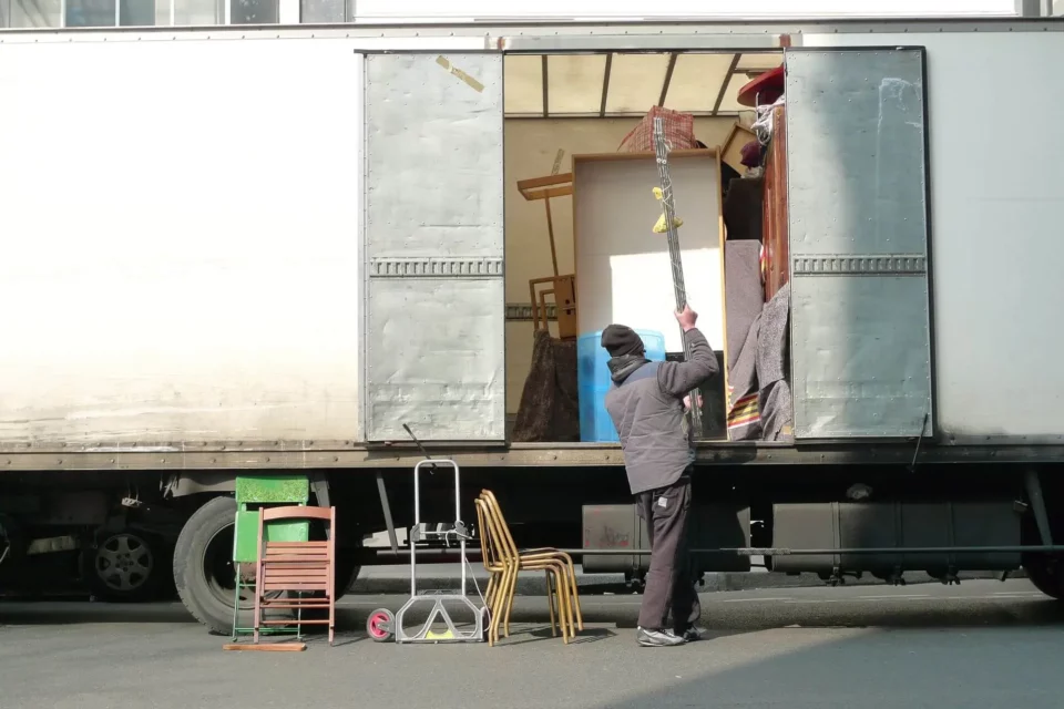 A mover loading the vehicle