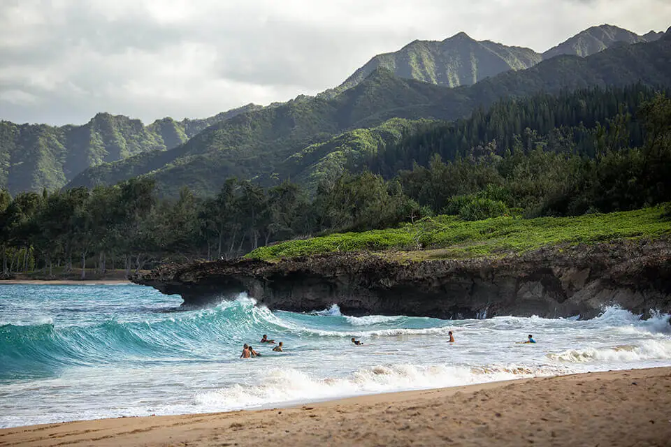 Hawaiian mountains and sea