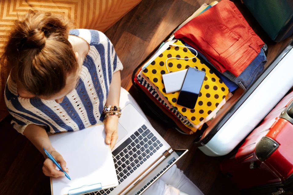 Woman getting ready for moving overseas