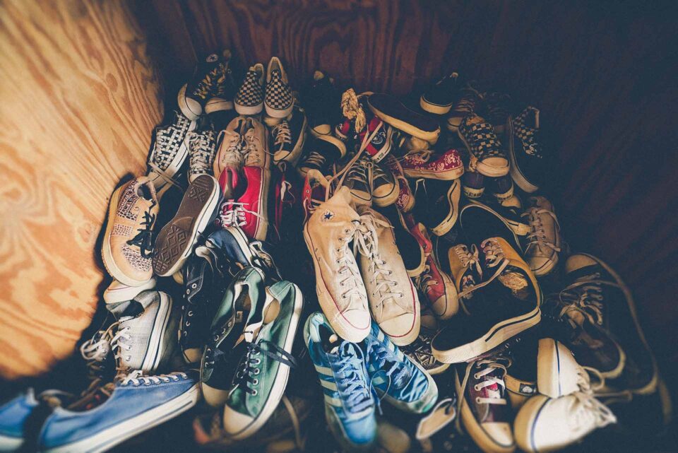 A pile of sneakers