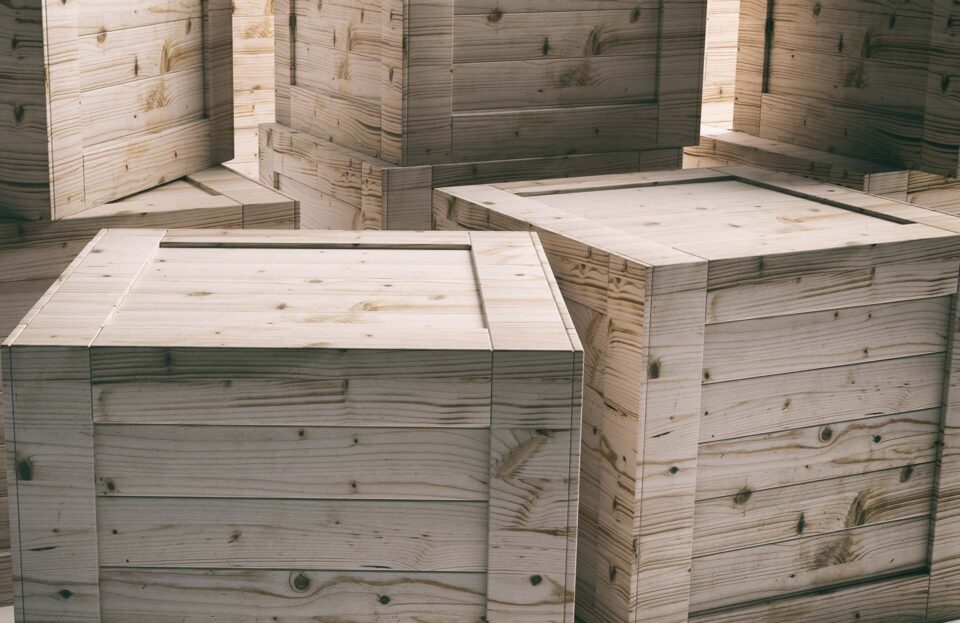 Wooden crates ready for international moving